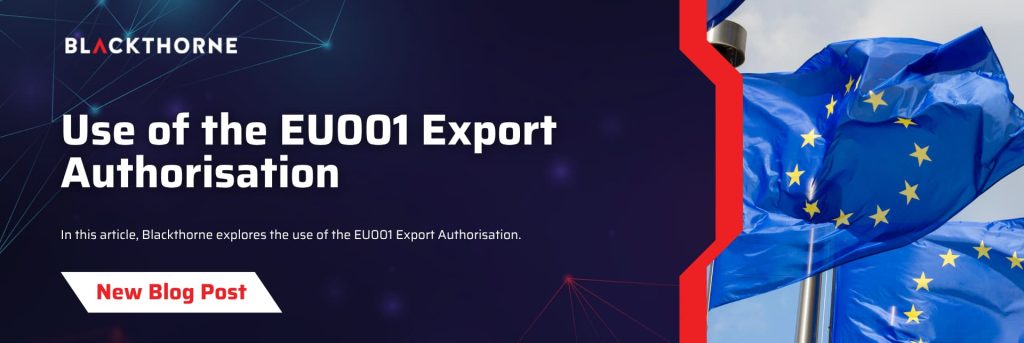 Use of the EU001 Export Authorisation